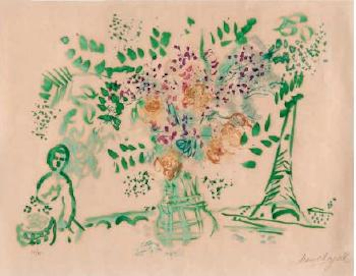 Le bouquet vert et violet (Der grün-violette Strauß) ,
1959 by Marc Chagall