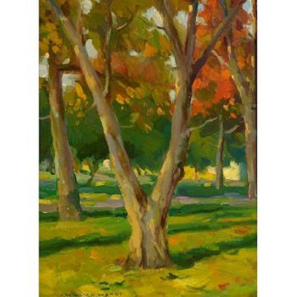 Sycamore grove landscape , by William Wendt