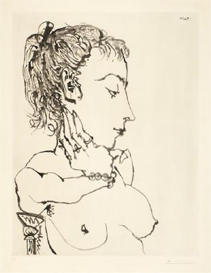 Buste de femme à la queue de cheval: Jacqueline ,
1955 by Pablo Picasso