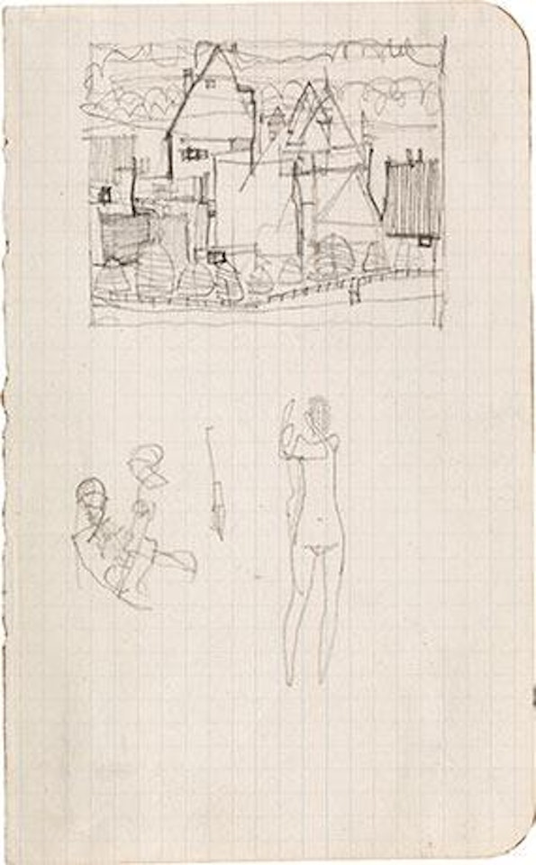 Sketch to alte Stadt ,
Circa
1912
-
1915 by Egon Schiele