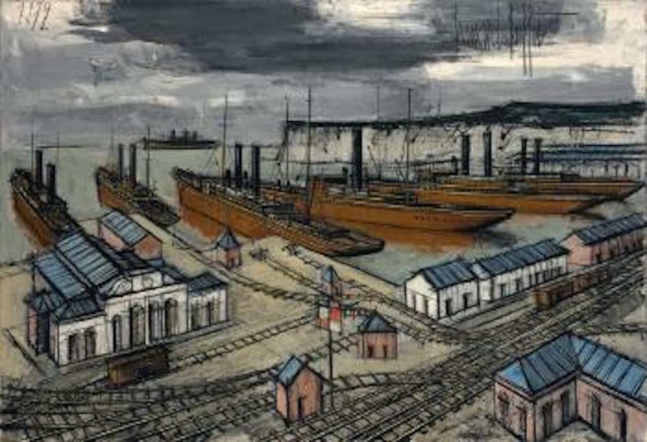 Bateaux dans le port ,
1972 by Bernard Buffet