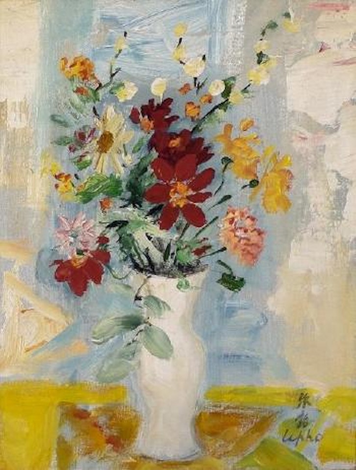 Fleurs dans un vase blanc , by Le Pho