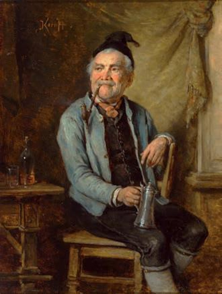 Portrait eines Pfeifenrauchers mit Zinnkrug, meisterlich charakterisiert , by Hermann Kern