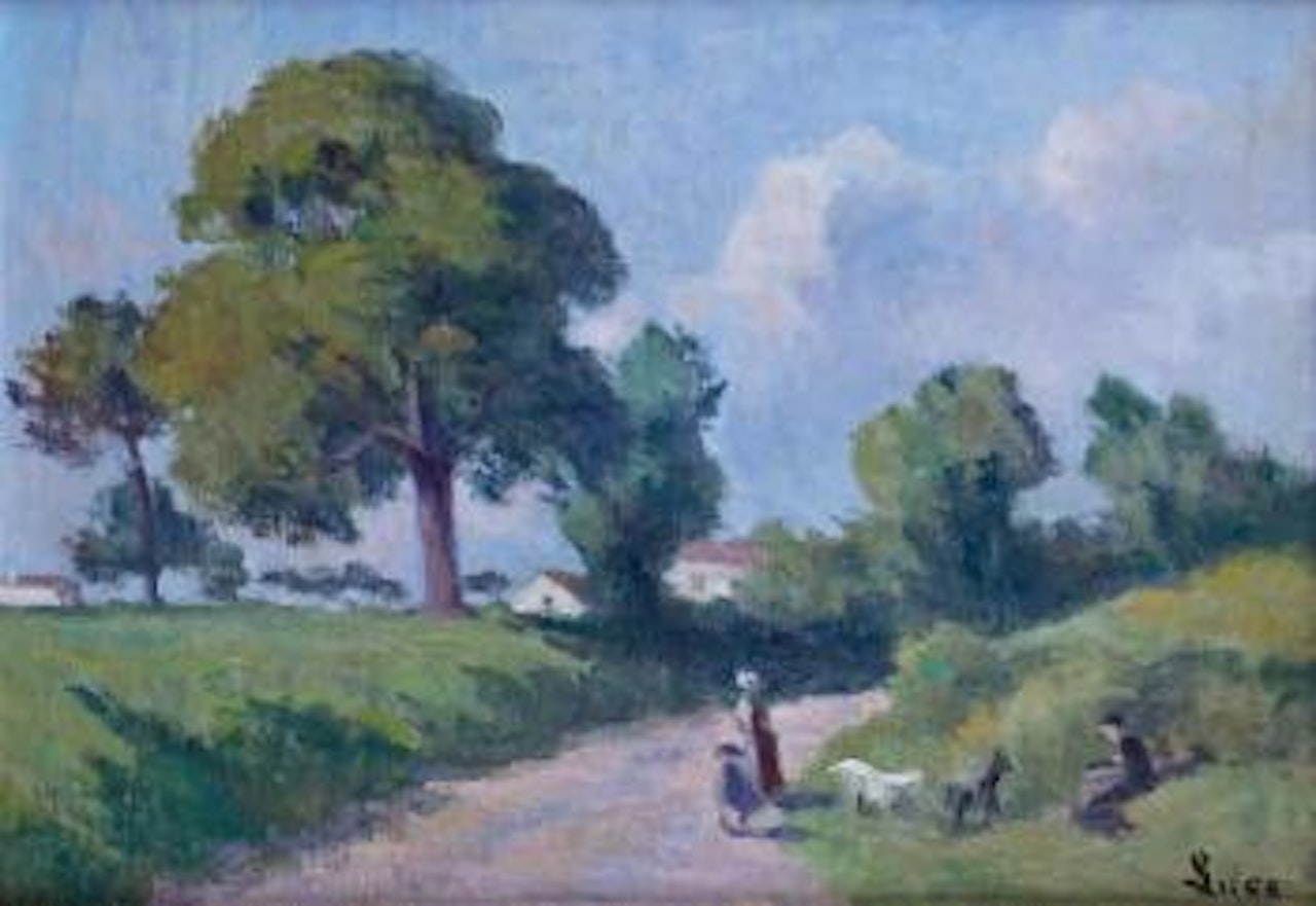 Mère et enfant près d'un jeune berger , by Maximilien Luce