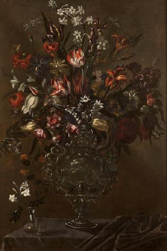 Nature morte aux fleurs dans un vase en argent ,
Nature morte aux fleurs dans un vase en argent , by Italian School