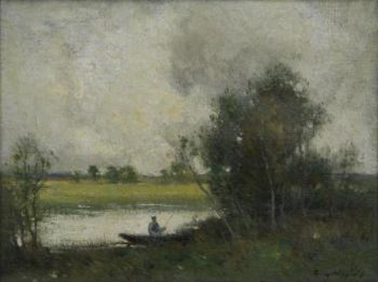 Fisherman on a lake , by Guy Carleton Wiggins