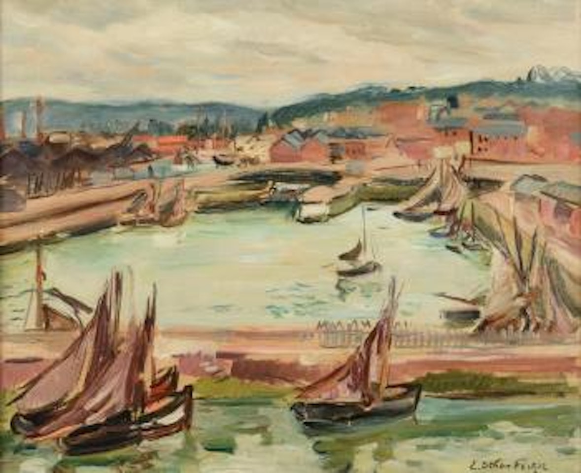 Voiliers dans le port de Honfleur ,
1930 by Othon Friesz