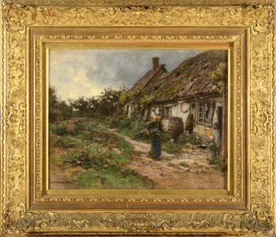 Scene By A Cottage With A Peasant Woman Carrying Brushwood , by Léon Augustin Lhermitte