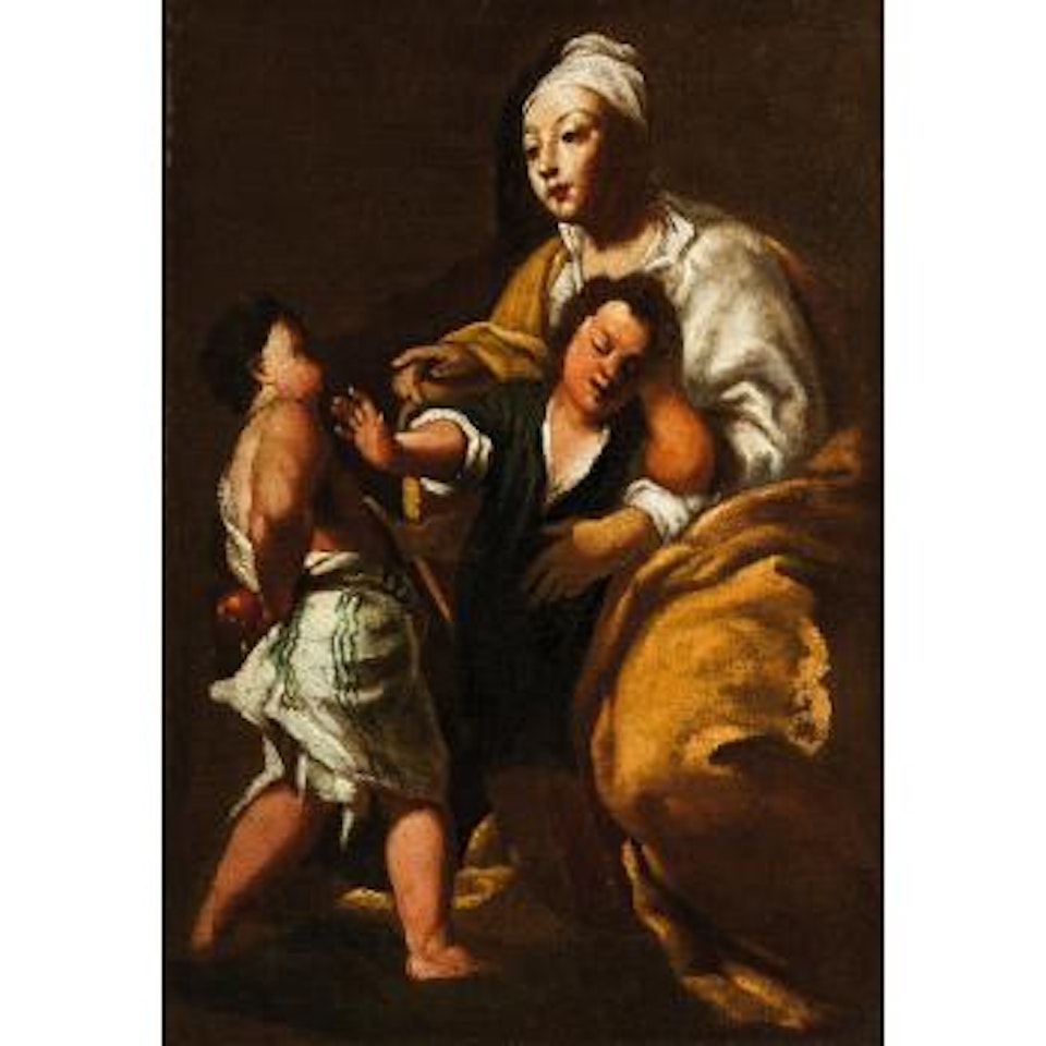 Donna con due bambini che bisticciano , by Giuseppe Maria Crespi