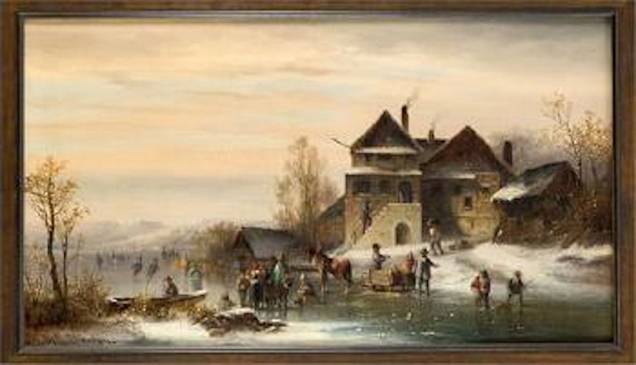 Winterliches Treiben auf dem Eis , by Anton Doll