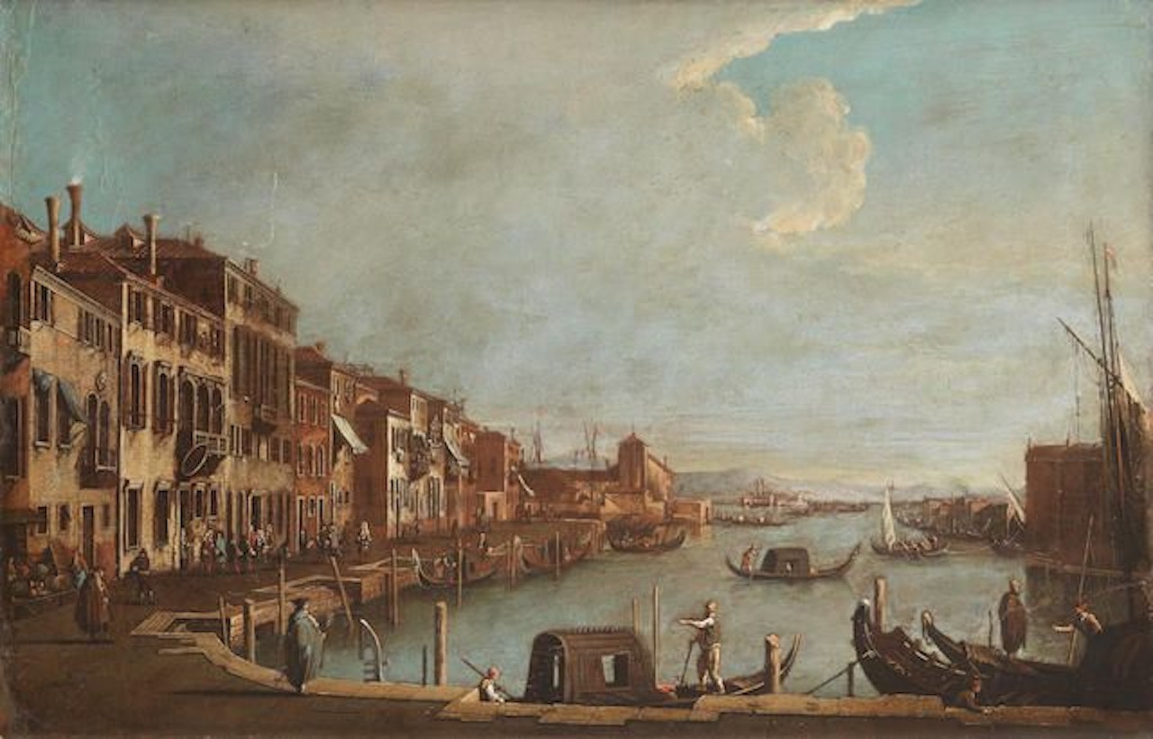 Canale di Santa Chiara looking north-west from the Fondamenta della Croce to the Lagoon; and Piazza San Marco by Venetian School