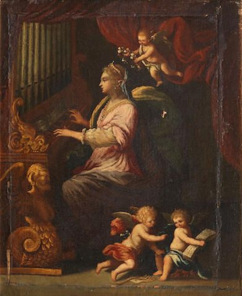 Saint Cecilia surrounded by angels by BOLOGNESE SCHOOL