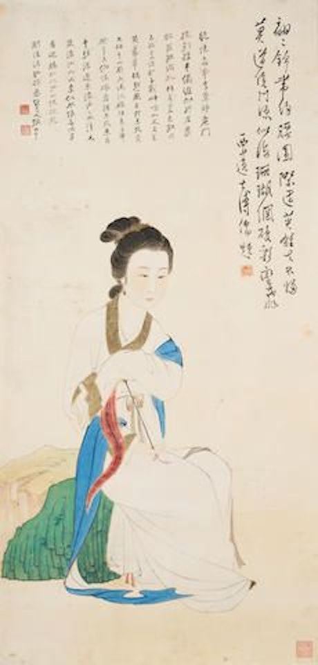 Lady with Red Dust Brush by Zhang Daqian