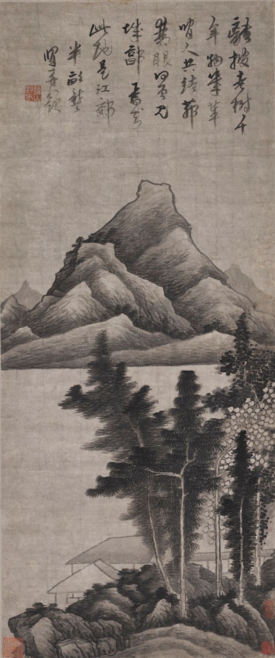 VILLAGE ALONG A RIVER by Gong Xian