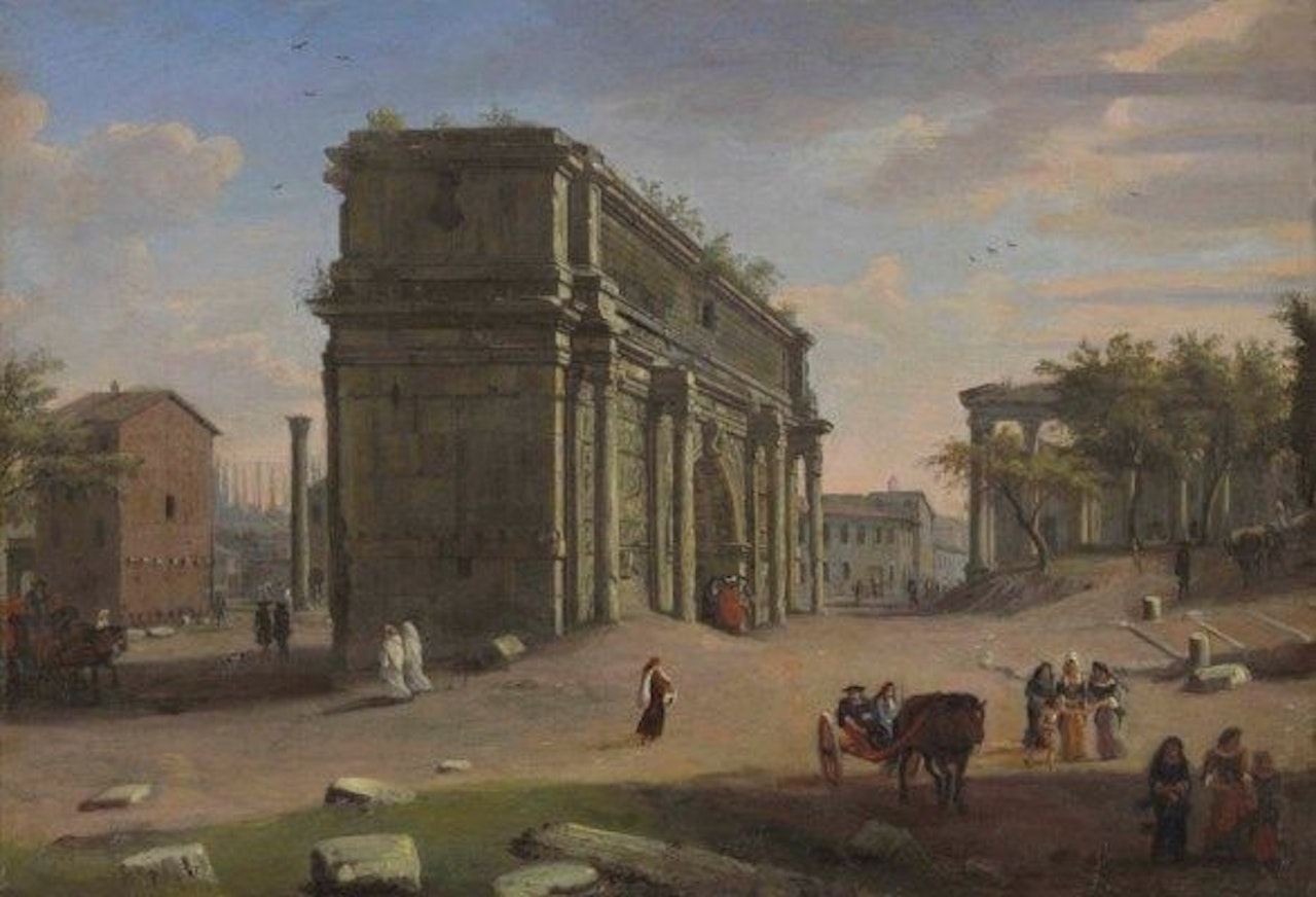 The Campo Vaccino, Rome, with the Arch of Septimus Severus by Gaspar van Wittel