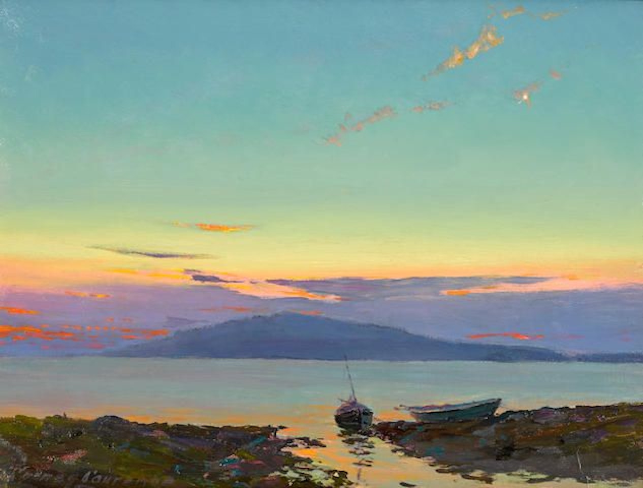 Boats at sunset by Sydney Mortimer Laurence