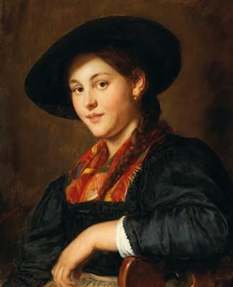 Young girl in traditional costume by Franz von Defregger