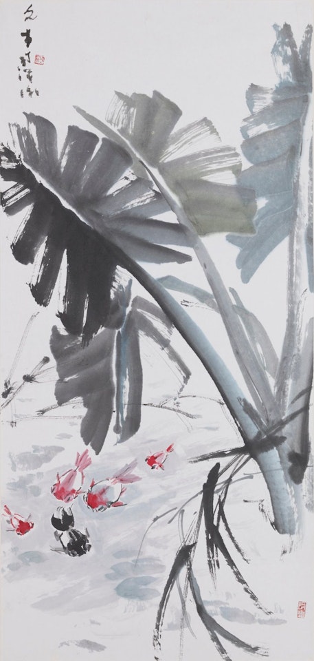 GOLDFISH AND LOTUS LEAVES by Chen Wen Hsi
