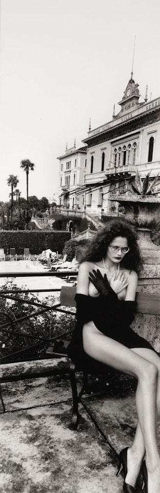 PANORAMIC NUDE - THE SCHOOL TEACHER, LAKE COMO by Helmut Newton