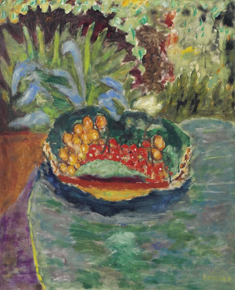 Corbeille de fruits sur une table dans le jardin du Cannet by Pierre Bonnard