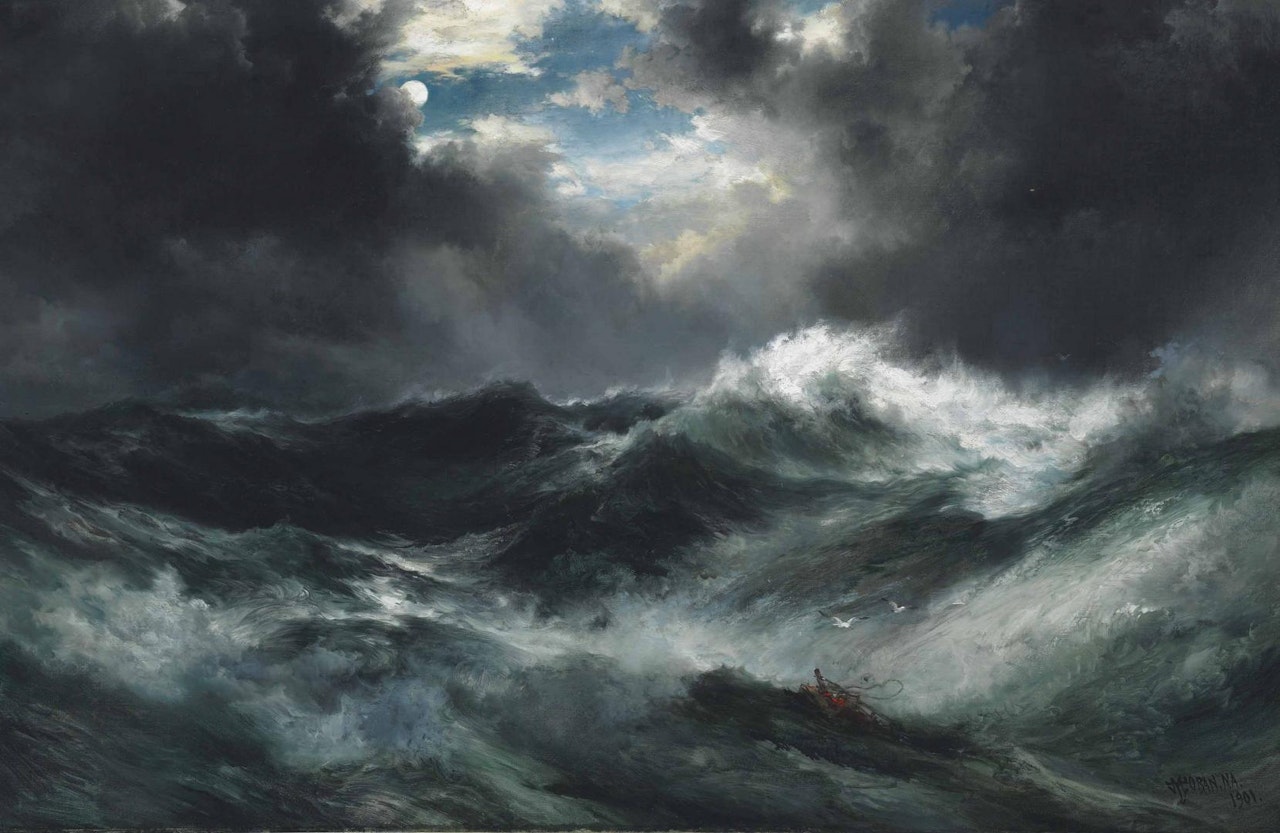 Moonlit Shipwreck at Sea by Thomas Moran