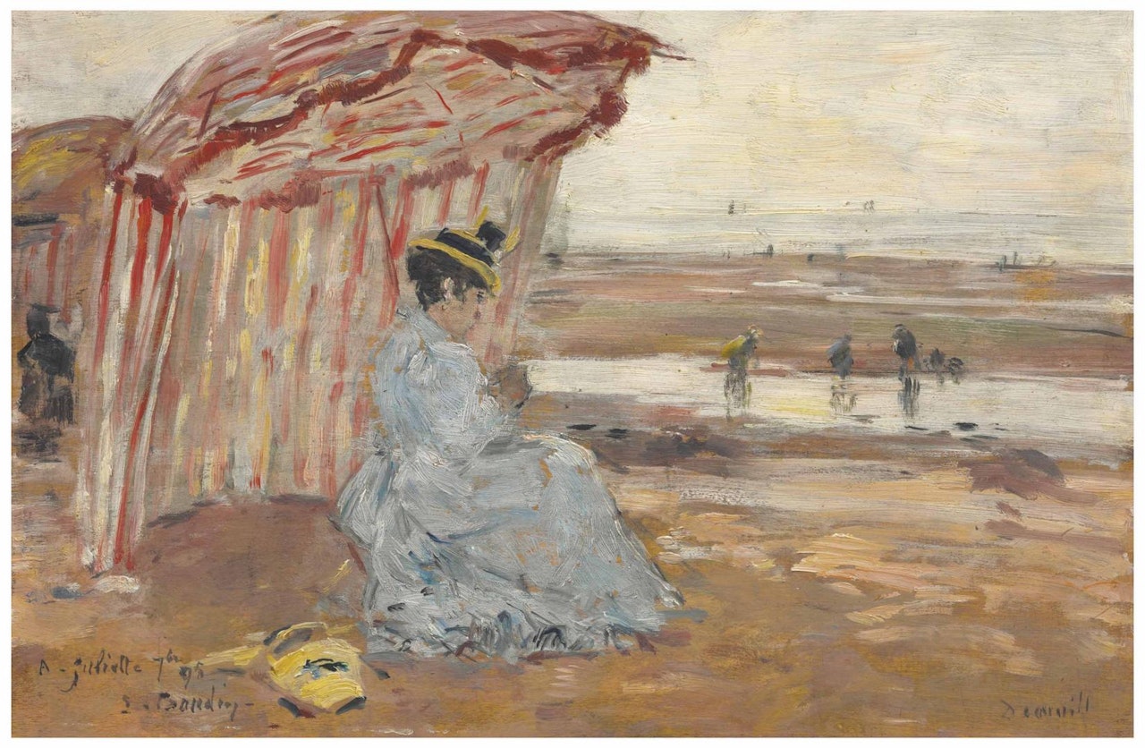 Deauville, Juliette sous la tente by Eugène Boudin