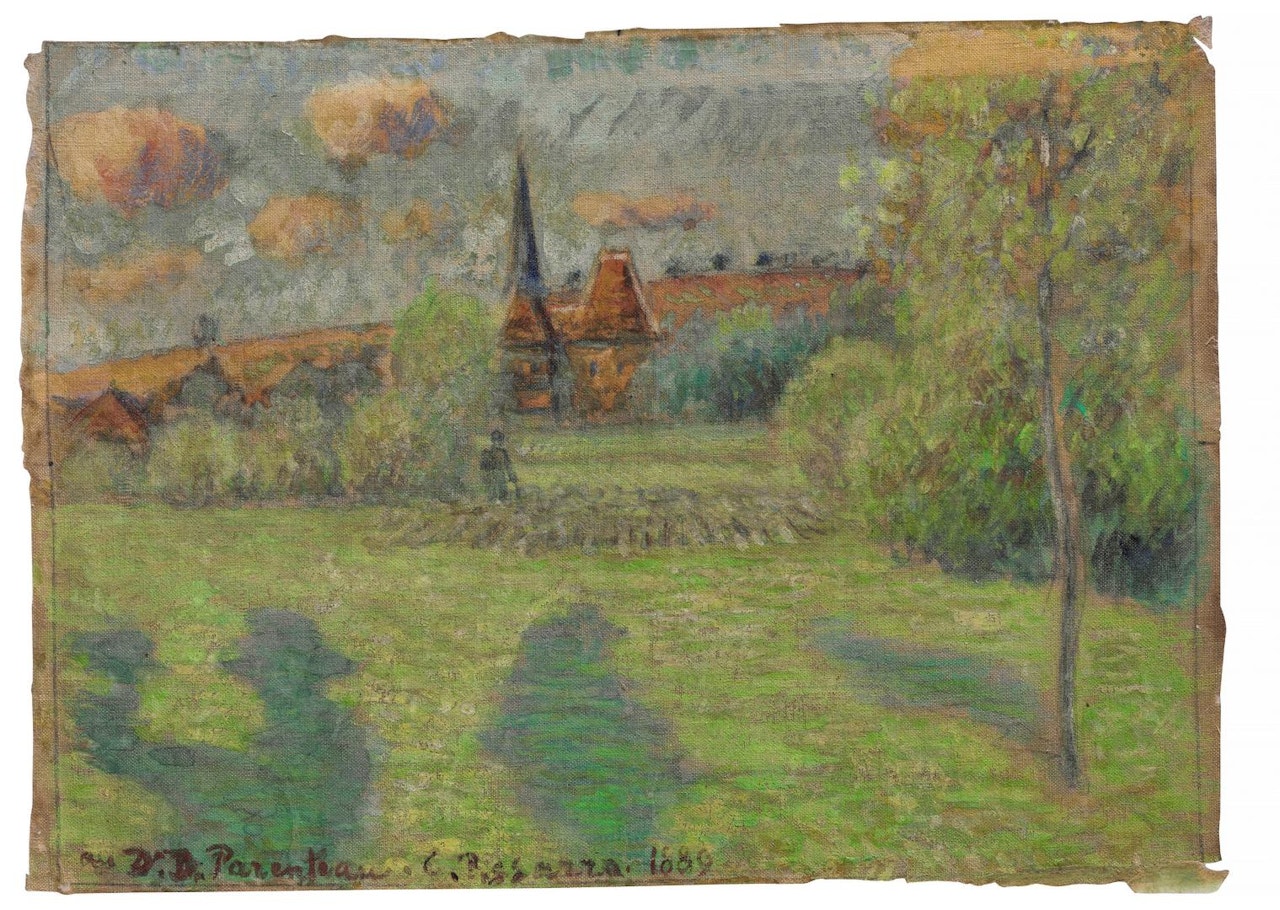 Berger et église d'Eragny by Camille Pissarro