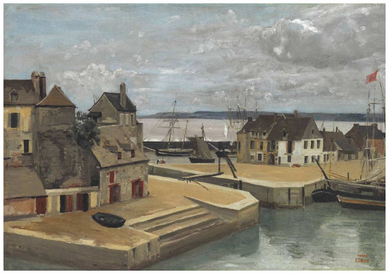 Honfleur, Maisons sur les quais by Jean Baptiste Camille Corot