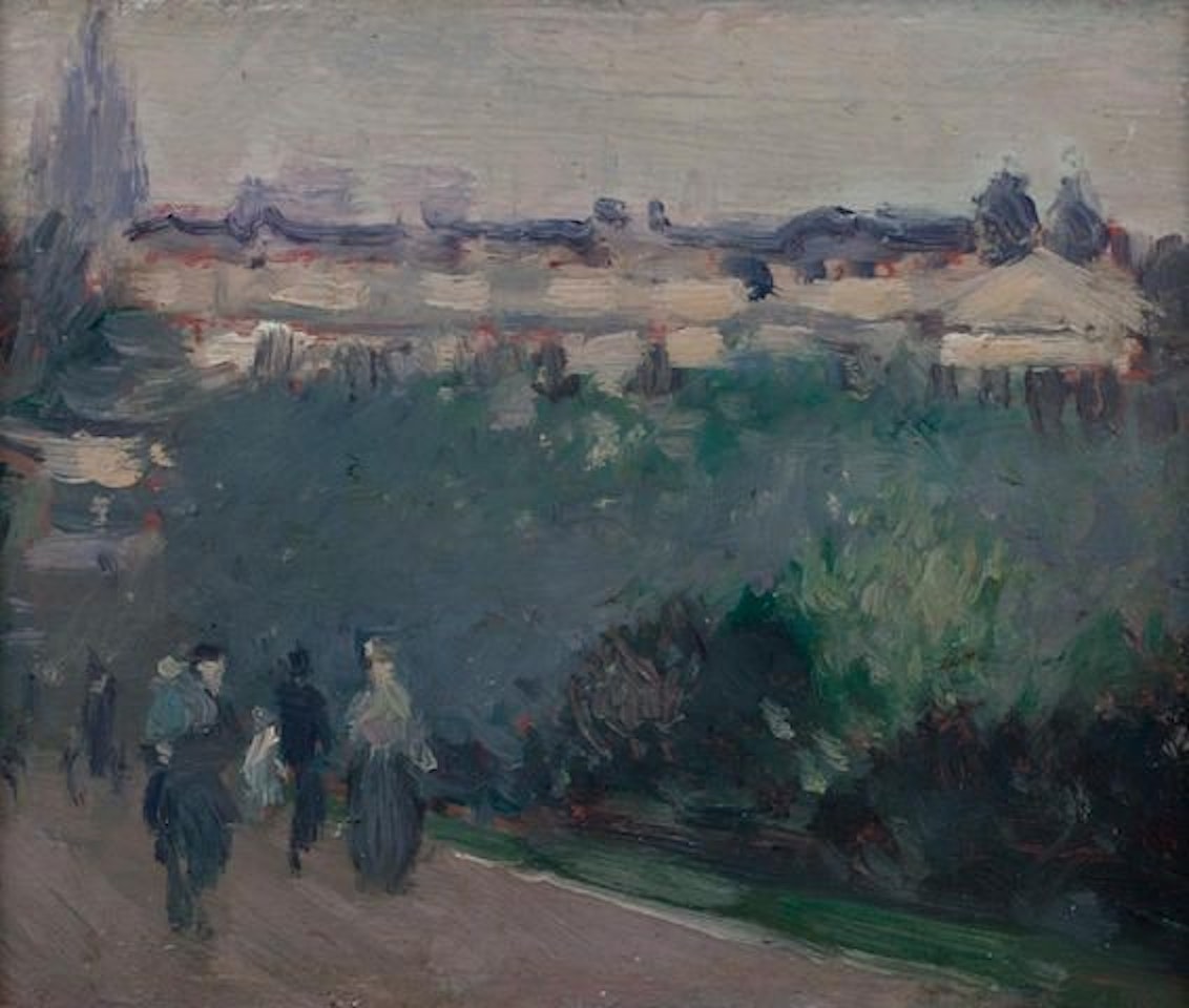 The Royal Scottish Academy and the Scott Monument from Princes St Gardens, Edinburgh by John Duncan Fergusson