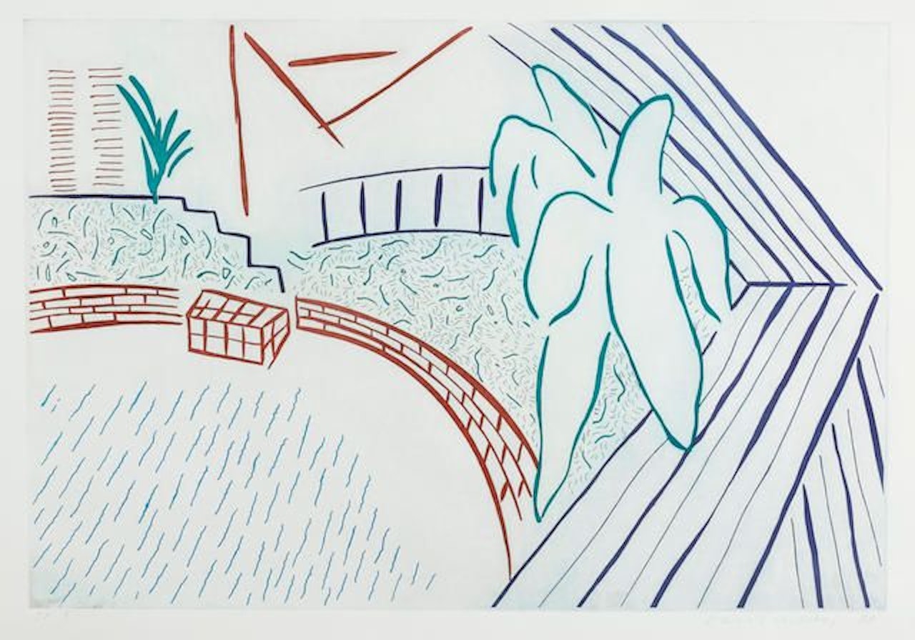 My Pool and Terrace, from Eight by Eight to Celebrate the Temporary Contemporary by David Hockney