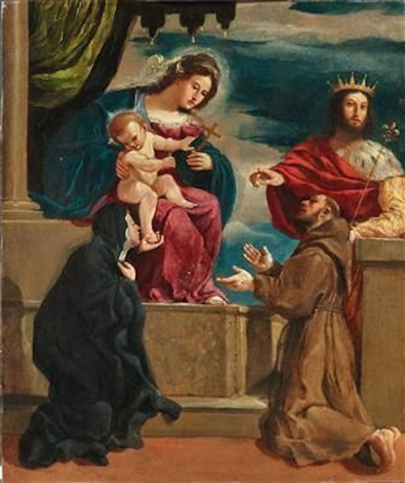 Madonna and Child with Saint Catherine(?), Saint Francis and Saint Louis of France by Guercino