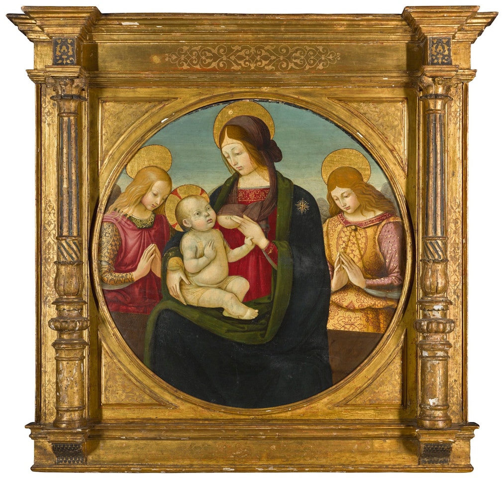 MADONNA AND CHILD BETWEEN TWO SAINTS by Master of the Greenville Tondo