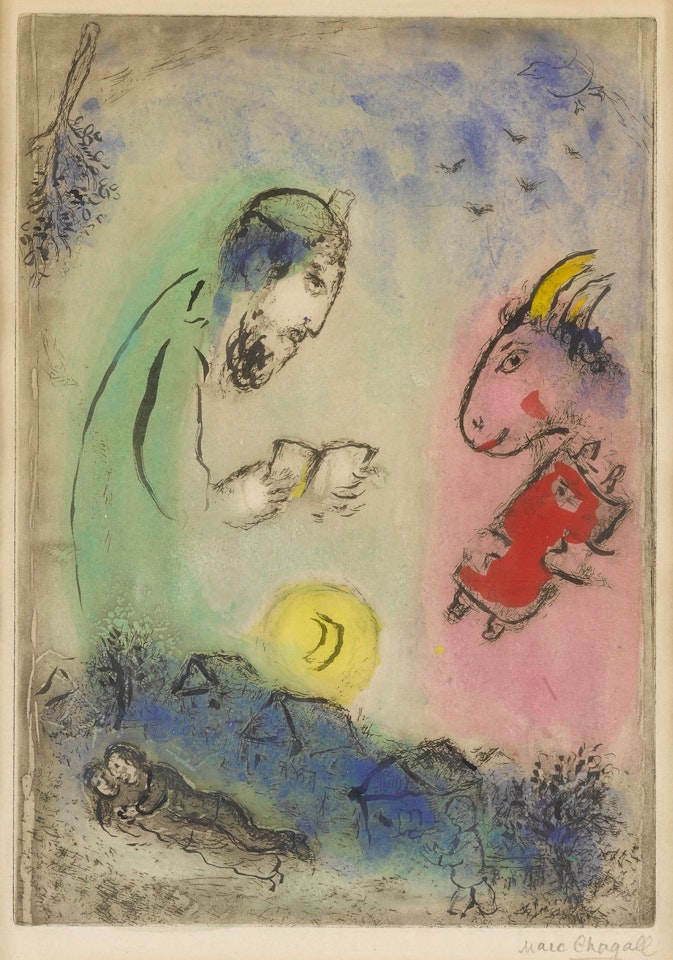 DER ESEL ÜBER DEM DORF (KORNFELD 100 IV B) by Marc Chagall