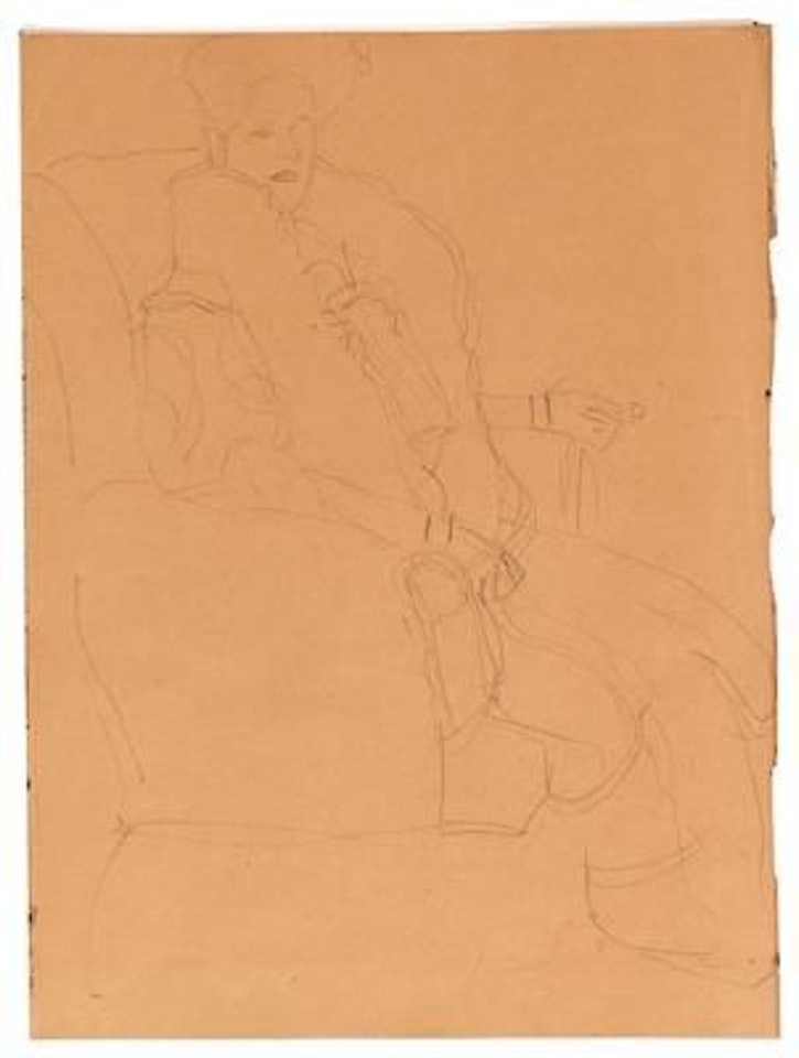 Fritza Riedler, seated to the right, forearms resting on the arm of the chair; study for the portrait of Fritza Riedler (Novotny-Dobai No. 143, Weidinger No. 180) by Gustav Klimt