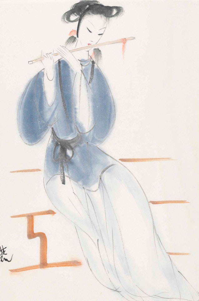 LADY WITH FLUTE by Lin Fengmian