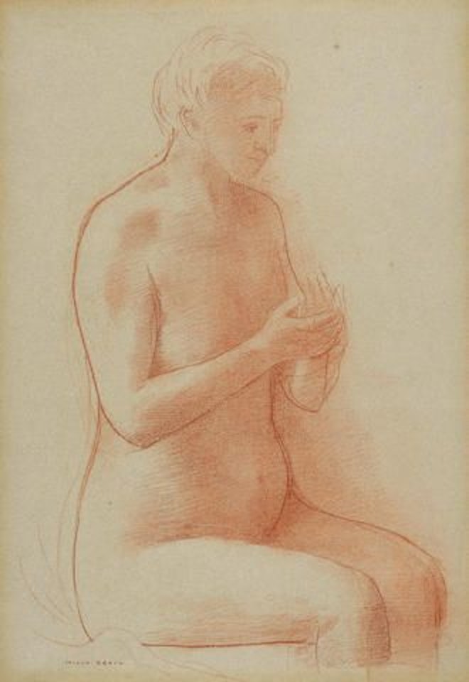 Nu assis by Odilon Redon