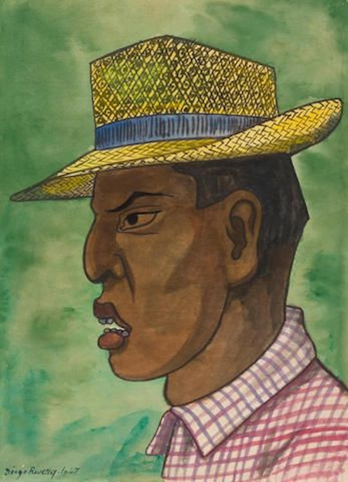 Hombre con sombrero Panamá by Diego Rivera