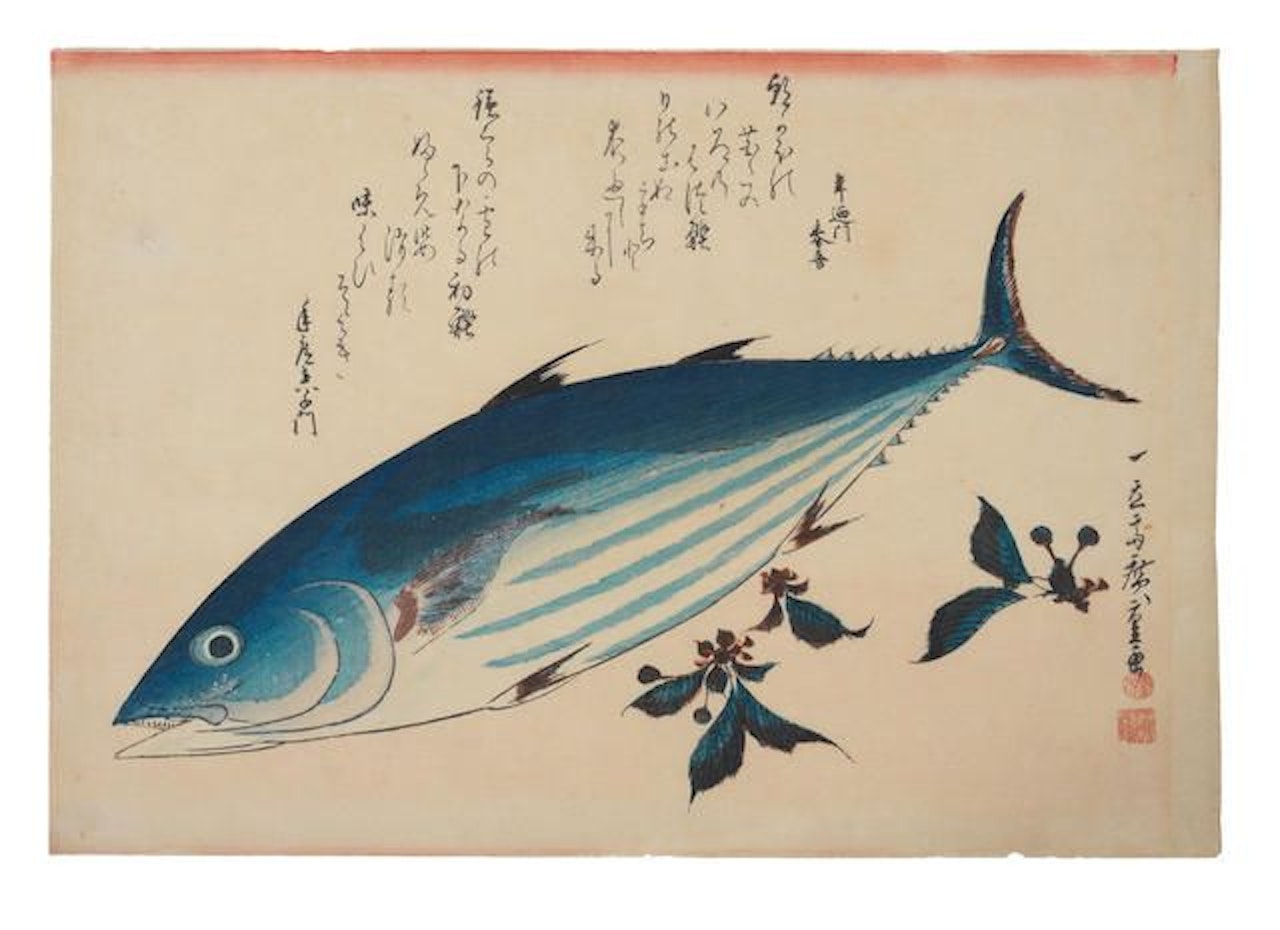 katsuo and sakura (bonito and cherries) by Utagawa Hiroshige
