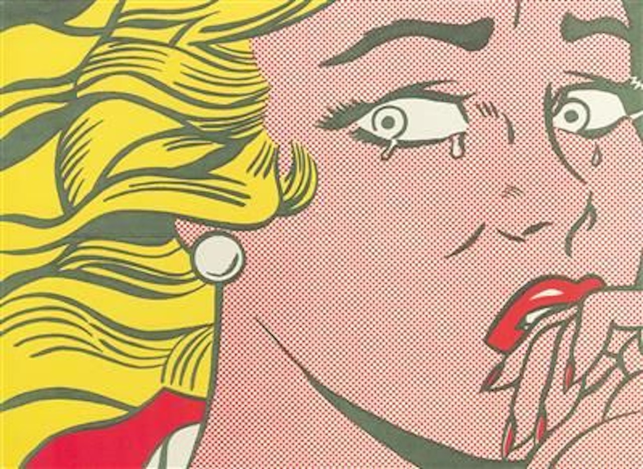 Crying Girl, 2 folded invitation mailers by Roy Lichtenstein