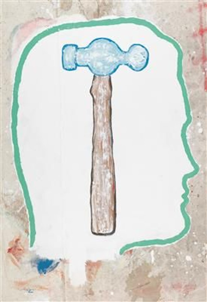 Profile with hammer by Donald Baechler