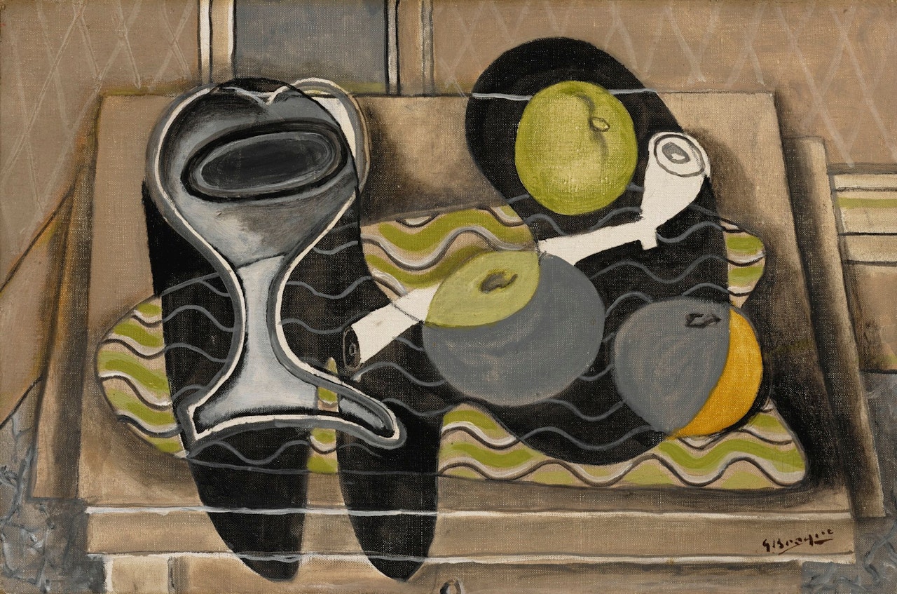 NATURE MORTE À LA PIPE (NAPPE RAYÉE) by Georges Braque