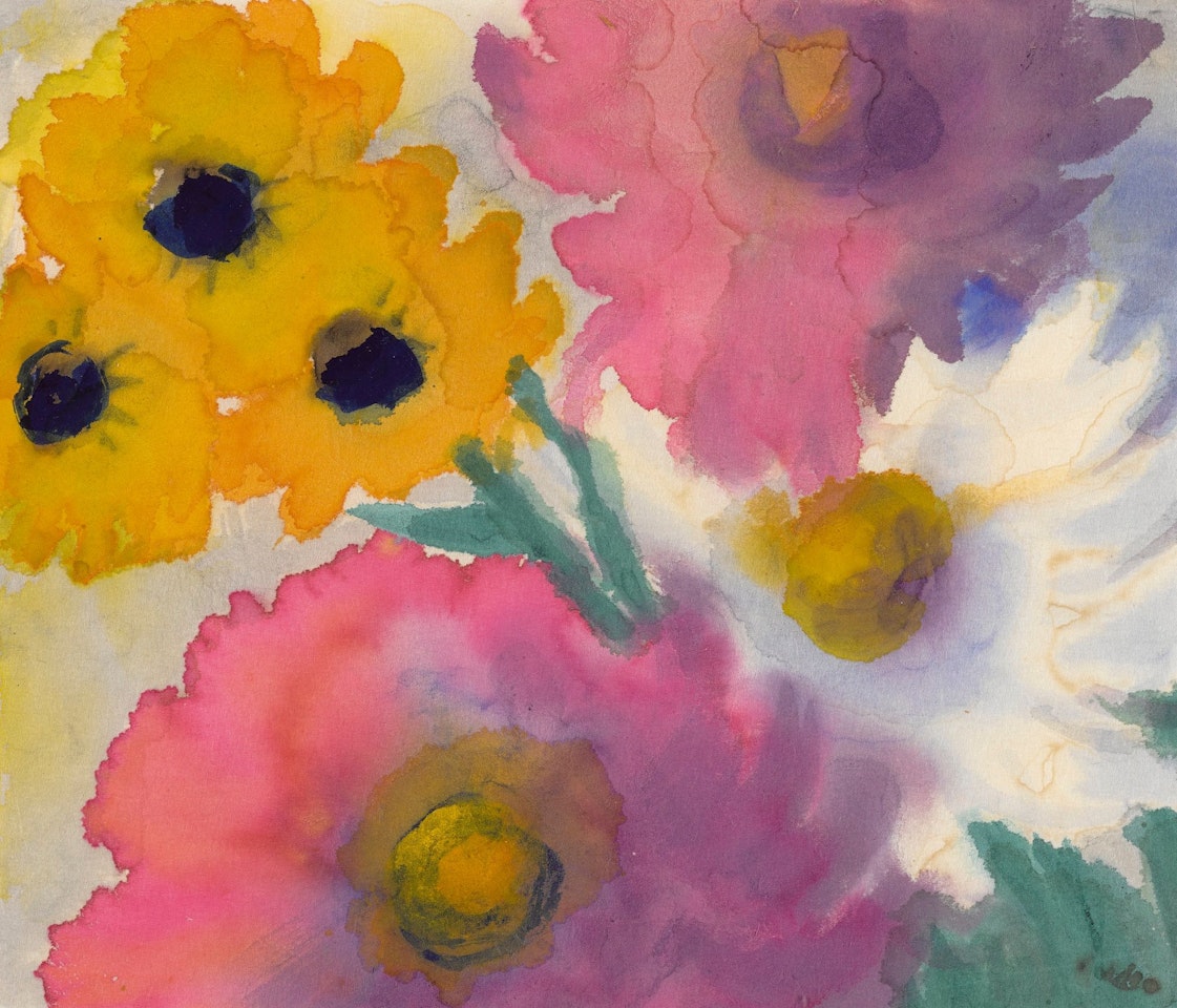 WEISSE UND ROTE DAHLIEN (WHITE AND RED DAHLIAS) by Emil Nolde