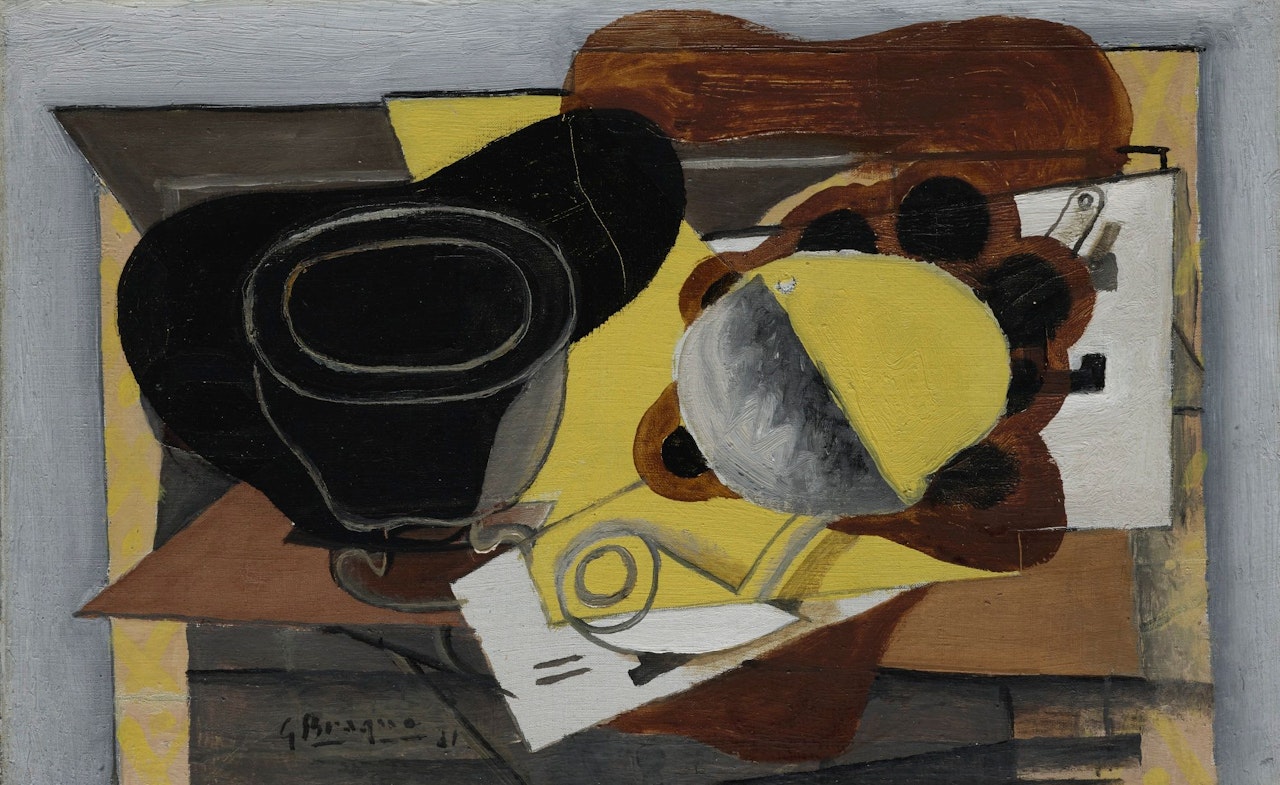VERRE, PIPE ET FRUITS by Georges Braque