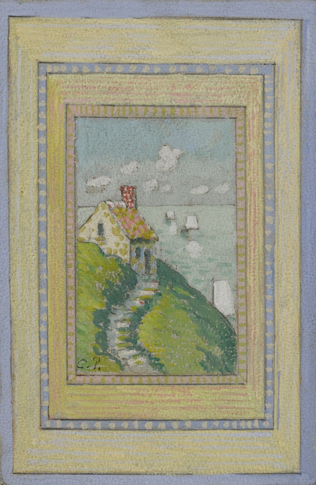 MAISON SUR LA FALAISE by Camille Pissarro
