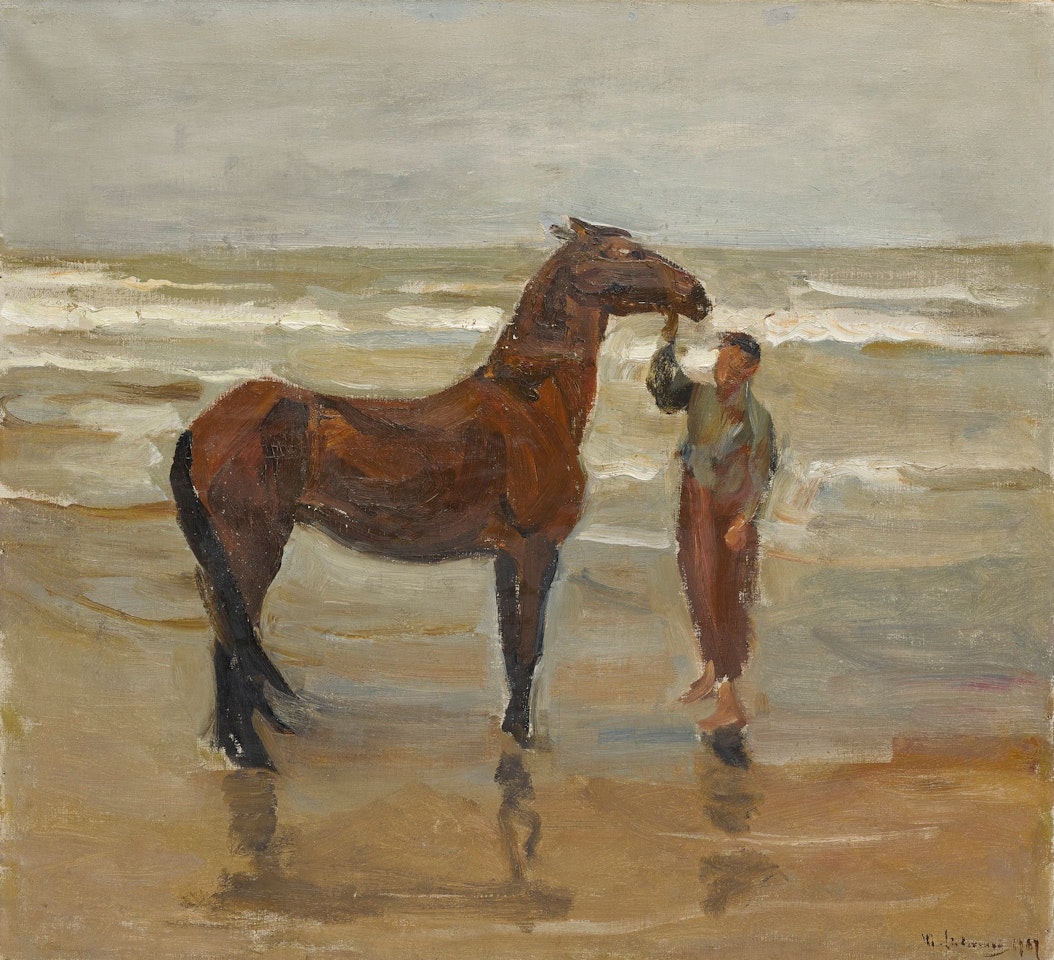 JUNGE MIT PFERD AM STRANDE (BOY WITH HORSE ON THE BEACH) by Max Liebermann