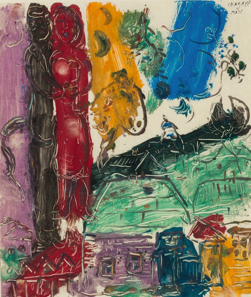 COUPLE SUR LES TOITS by Marc Chagall