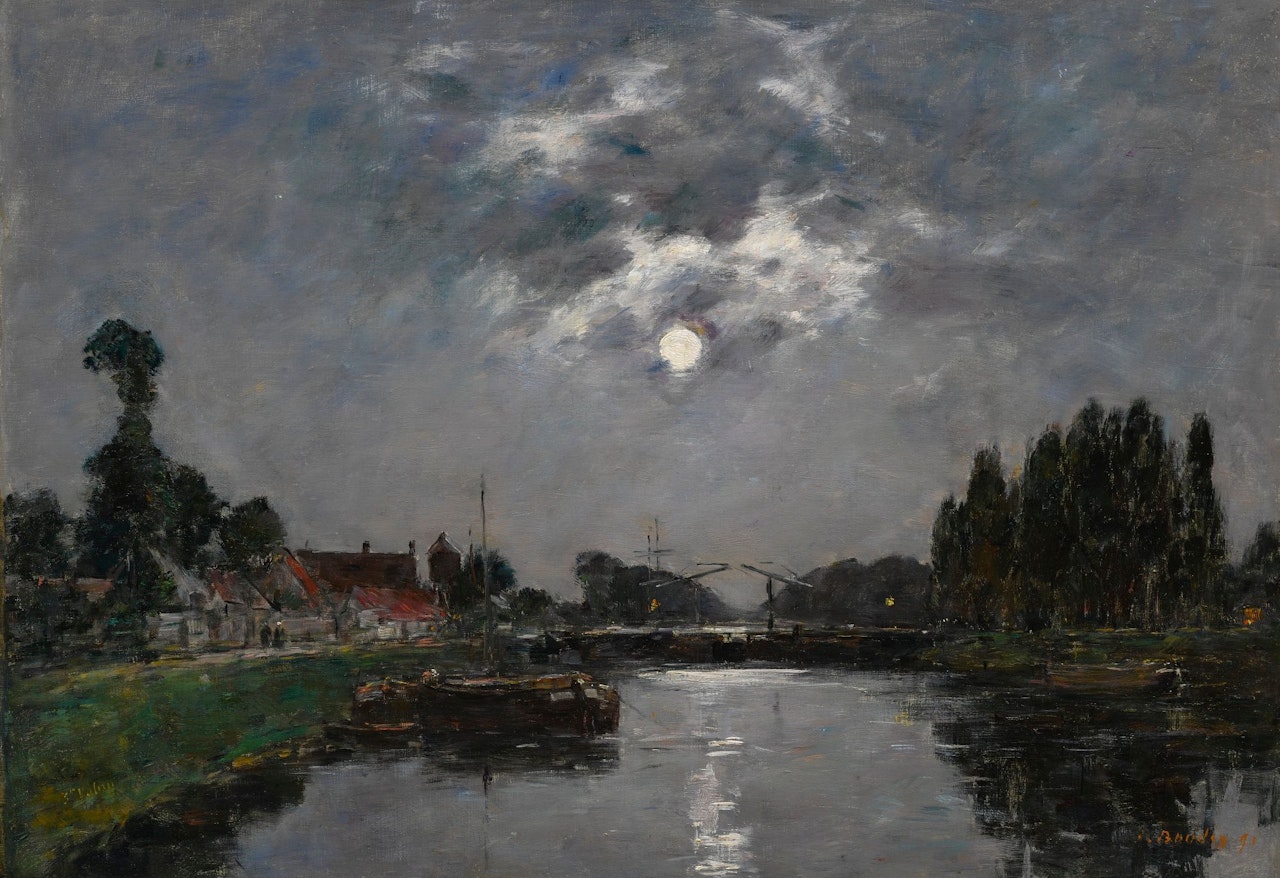 SAINT-VALÉRY-SUR-SOMME, LEVER DE LUNE SUR LE CANAL by Eugène Boudin