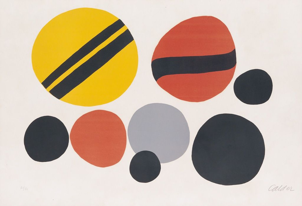 Chevrons Noir Sur Rouge Et Jaune by Alexander Calder