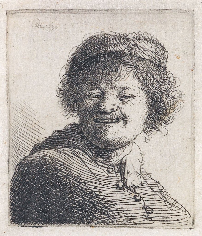 Self Portrait In A Cap, Laughing by Attributed to Rembrandt Harmensz van Rijn