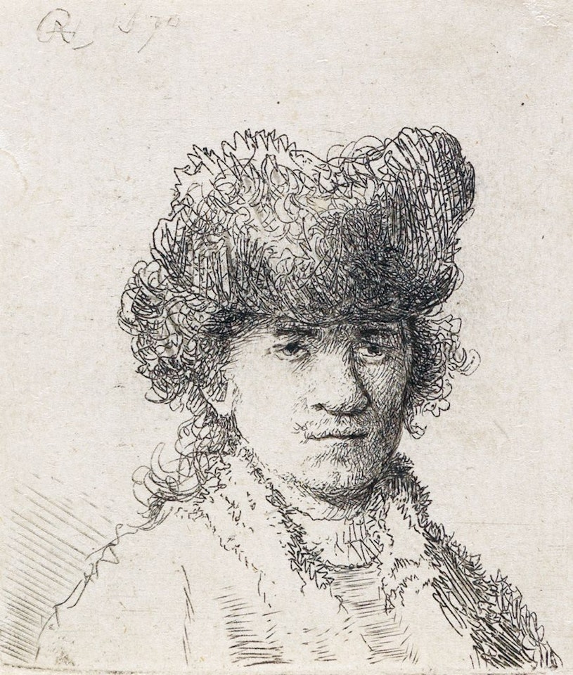 Self Portrait In A Fur Cap: Bust by Attributed to Rembrandt Harmensz van Rijn